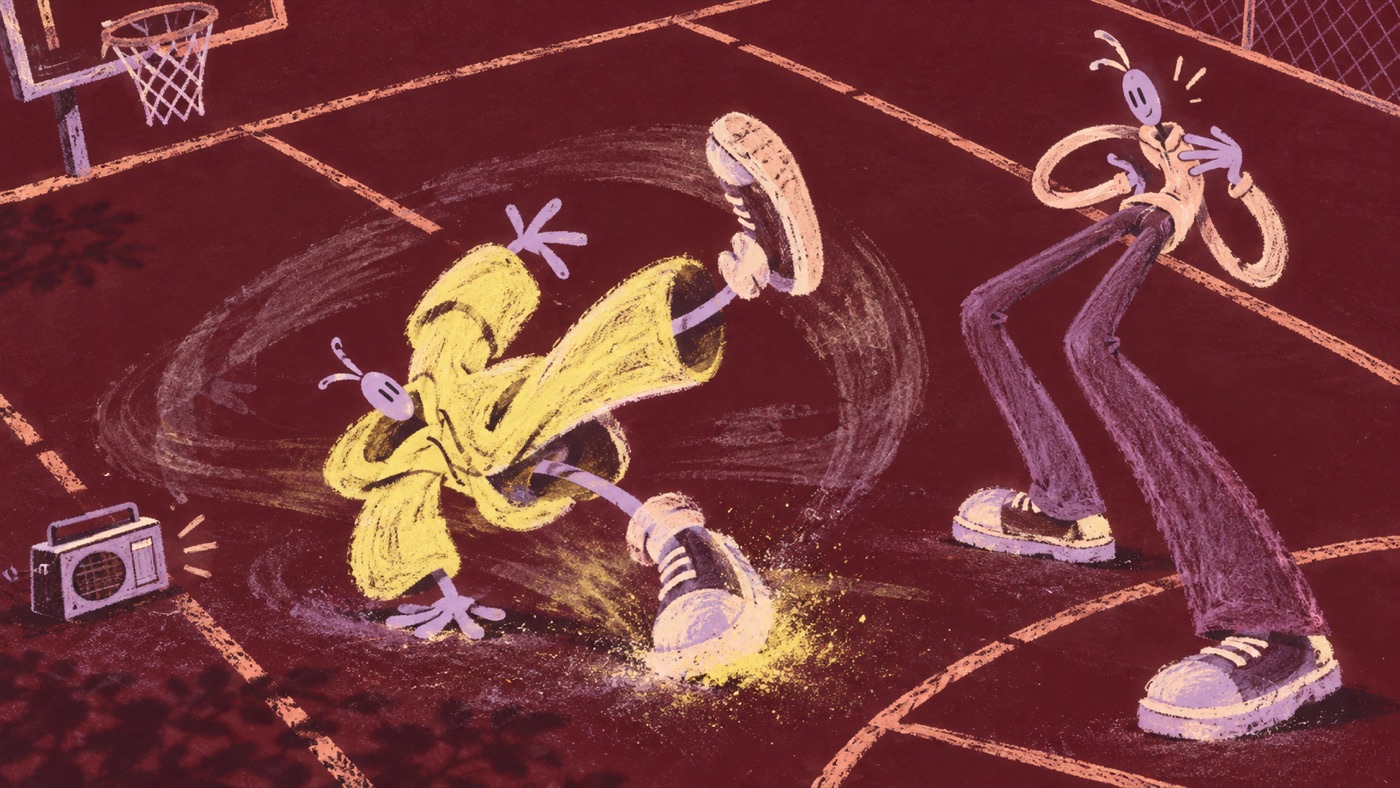 Stylized animation still, example of visual reference range